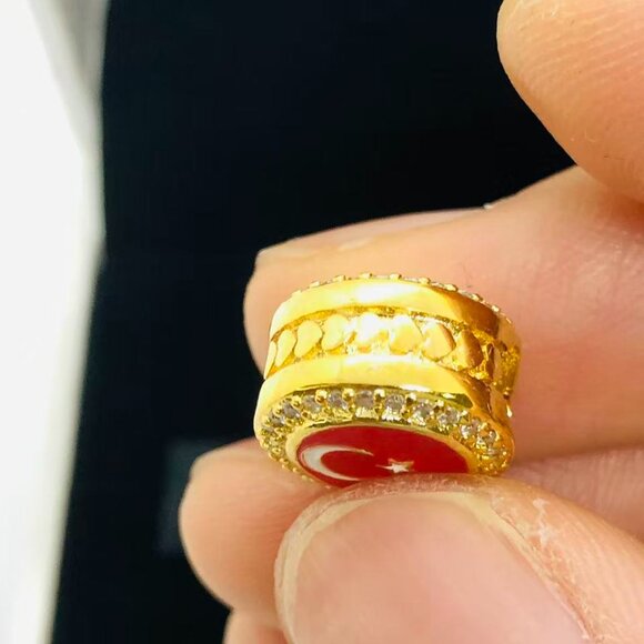 ✨🔥Pandora Country Of Turkey Exclusive Flag Button Charm - Picture 3 of 4